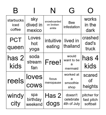 POG Mingle Jingle Bingo Card