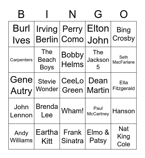 Christmas Bingo Round 1 Bingo Card