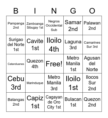 DEOs Bingo Card