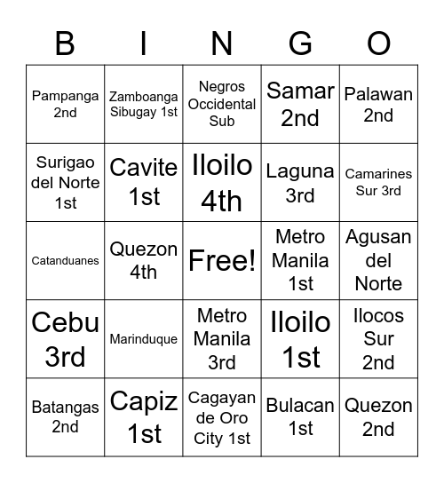 DEOs Bingo Card