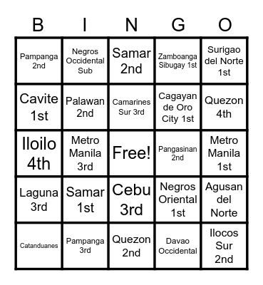 DEOs Bingo Card