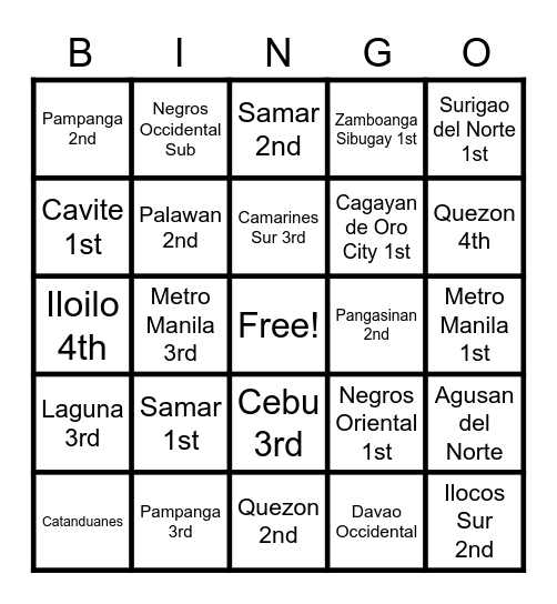 DEOs Bingo Card