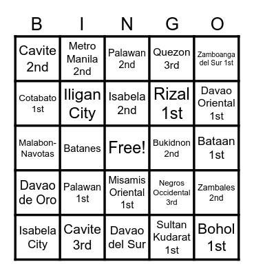 DEOs Bingo Card