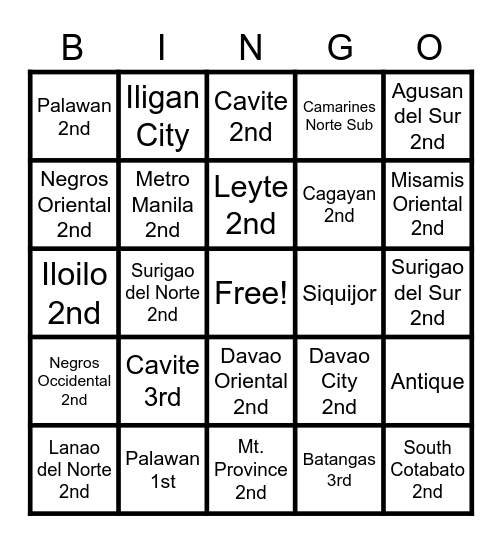 DEOs Bingo Card