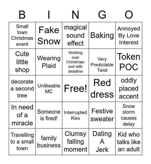 Christmas Movies Bingo Card