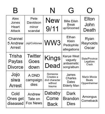 2023 Bingo Card