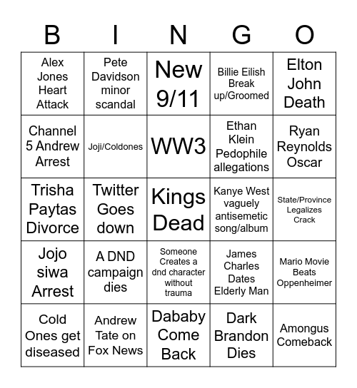 2023 Bingo Card