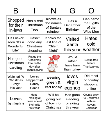 Christmas Friends Bingo Card