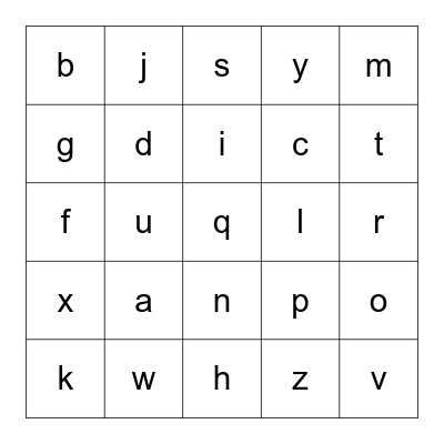 alphabet bingo Card