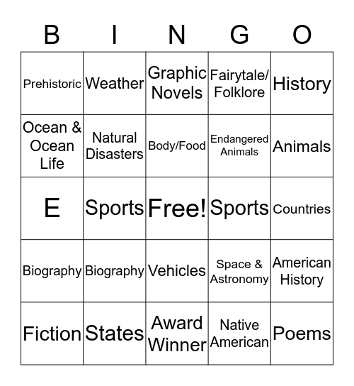 Library Bingo Card