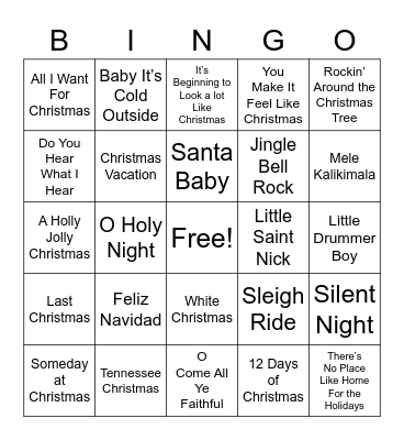 Christmas Singo Bingo Card