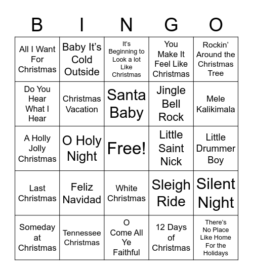 Christmas Singo Bingo Card