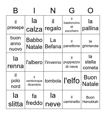 Natale 2022 Bingo Card