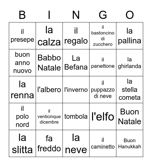 Natale 2022 Bingo Card