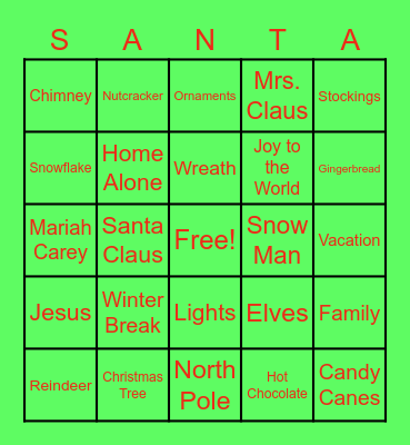 Christmas Bingo Card