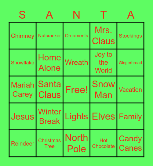 Christmas Bingo Card