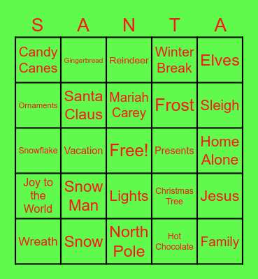 Christmas Bingo Card