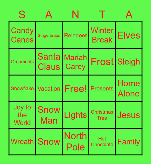 Christmas Bingo Card