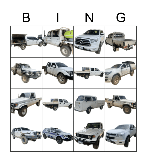 White Ute Bingo Card