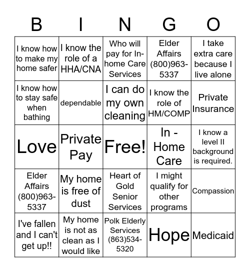 HEART OF GOLD BINGO Card