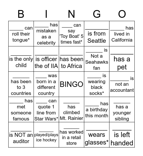 Human Bingo Card