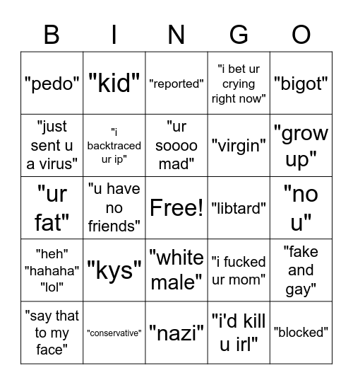 Internet Badass Bingo Card