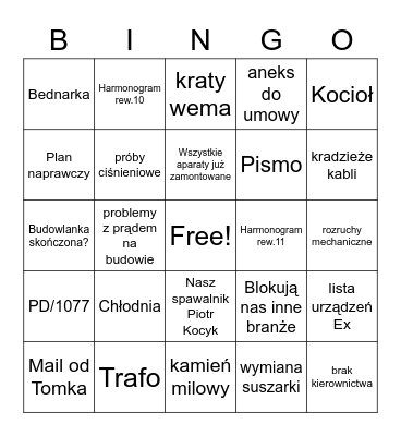 Rada Bingo Card