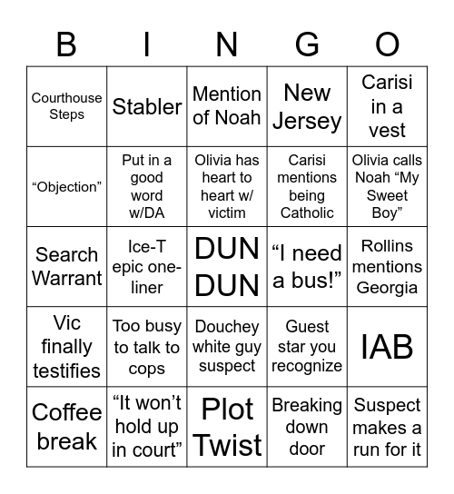 SVU BINGO Card