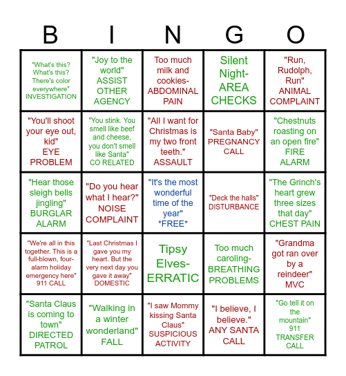 ROCCC HOLIDAY BINGO Card