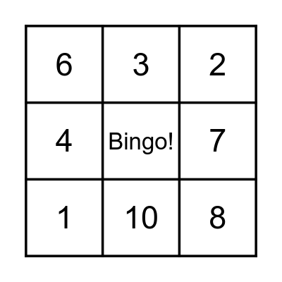 Bingo: Número 1-10 Bingo Card
