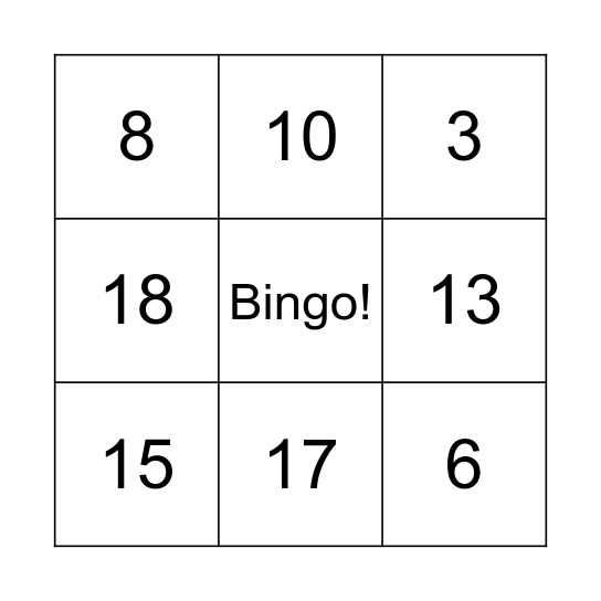 Bingo: Números 1-20 Bingo Card