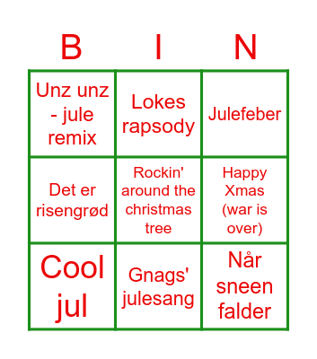 Julemusik bingo banko (Hallejule!!!) Bingo Card