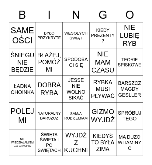 ŚWIĄTECZNE BINGO Card