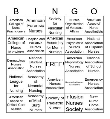 Organization bingo Card