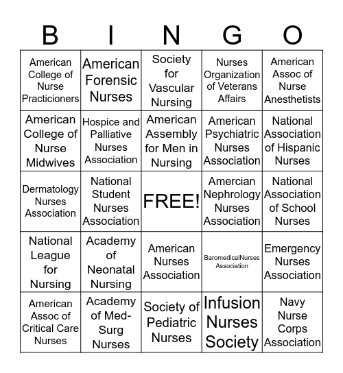 Organization bingo Card