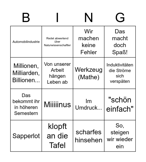 Krieger Bingo Card