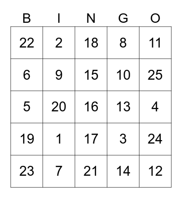 punya winter Bingo Card