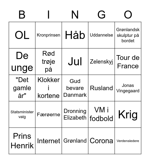 Dronningebingo Card
