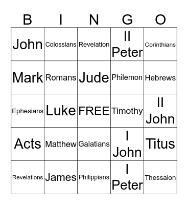 Bible Bingo Card