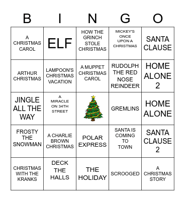 CHRISTMAS MOVIE Bingo Card