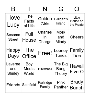 Sitcom Singo Bingo Card