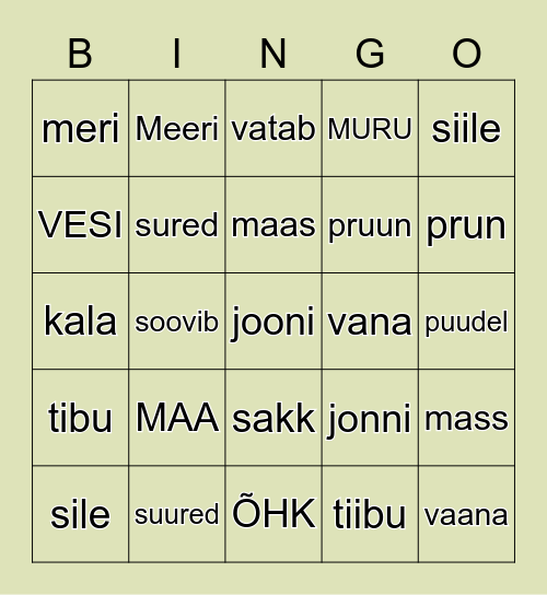 Täishääliku pikkus Bingo Card