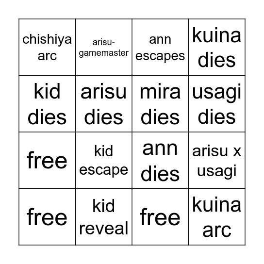 alice in borderland s2 Bingo Card