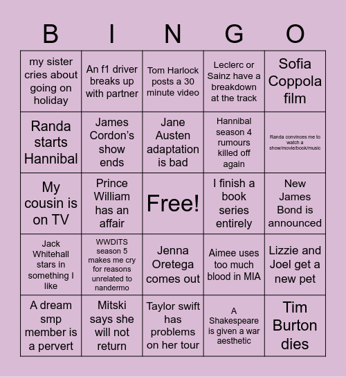 2023 Bingo Card