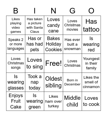 Happy Holidays! Bingo Card