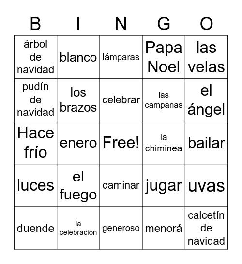 Las vacaciones Bingo Card