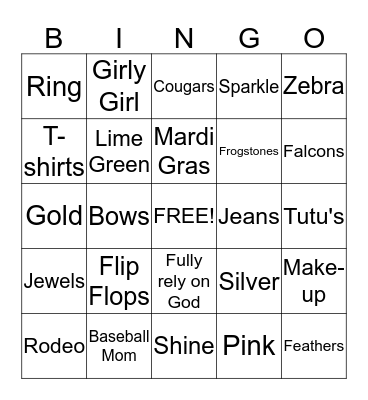 Frogstones Blingo Bingo Card