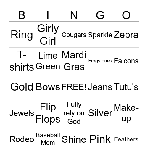 Frogstones Blingo Bingo Card