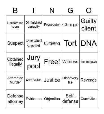 Law Club Bingo! Bingo Card