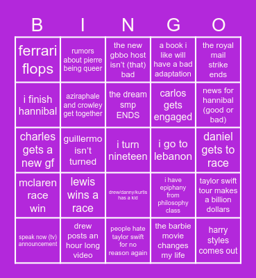 2023 bingo Card